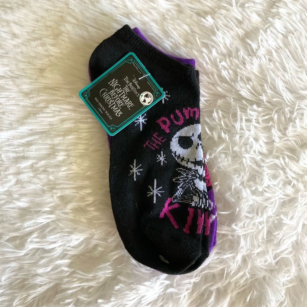 The Nightmare Before Christmas 2 Pairs No Show Socks NWT Jack & Sally